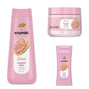 Dove x Crumbl Confetti Cake Bundle - Body Wash, Body Scrub, & Deodorant